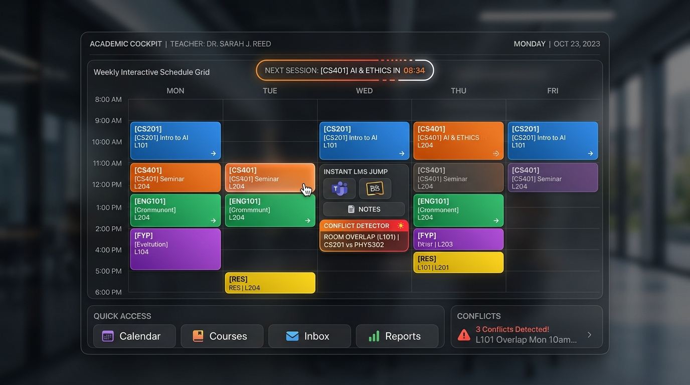 Horario con salto al aula virtual